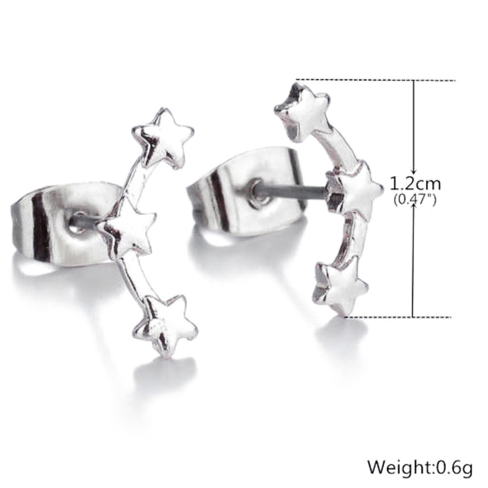 CLEARANCE $7!  Silver Star Tiny Crawler Earrings - Picture 6 of 7